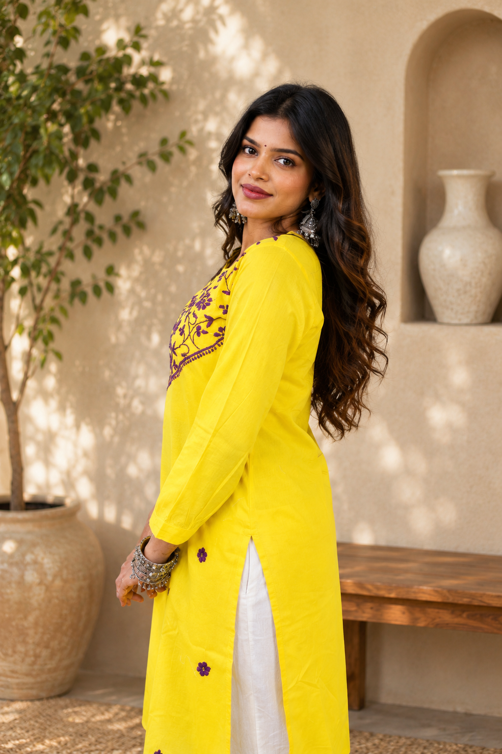 Yellow Chikankari Kurta