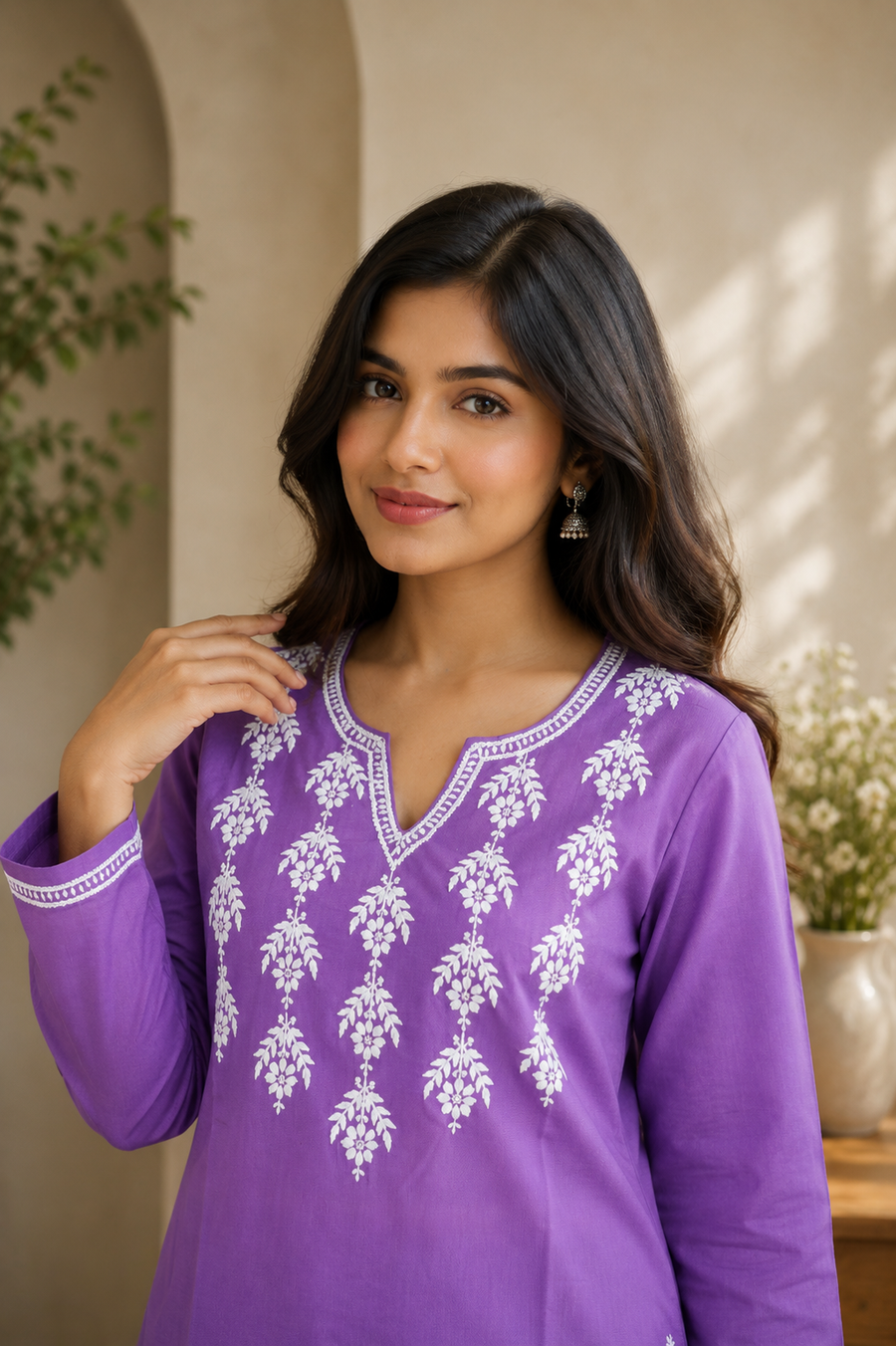 Purple Chikankari Kurta