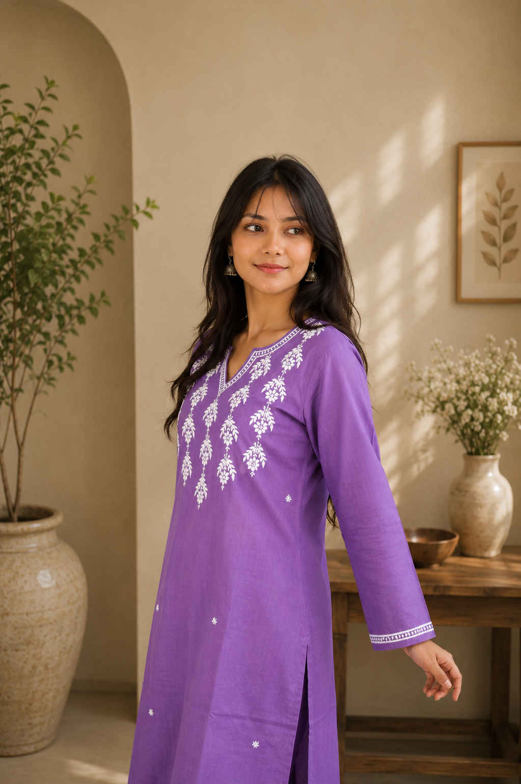 Purple Chikankari Kurta