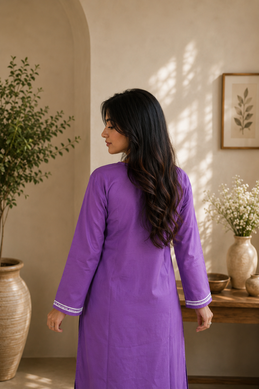 Purple Chikankari Kurta