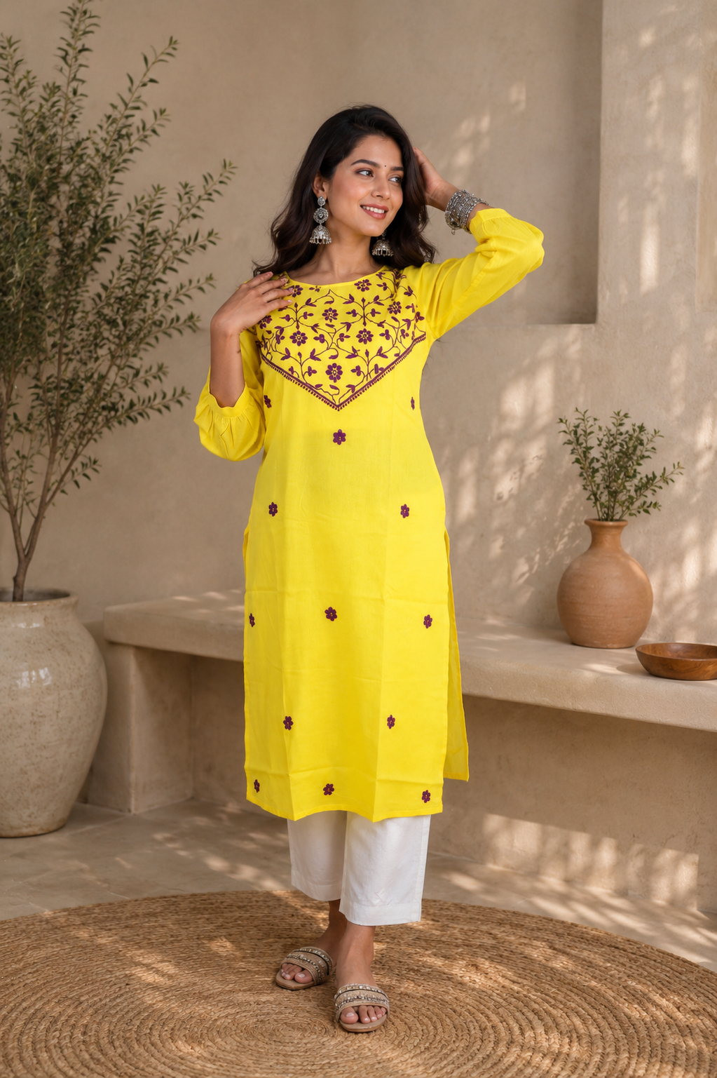 Yellow Chikankari Kurta