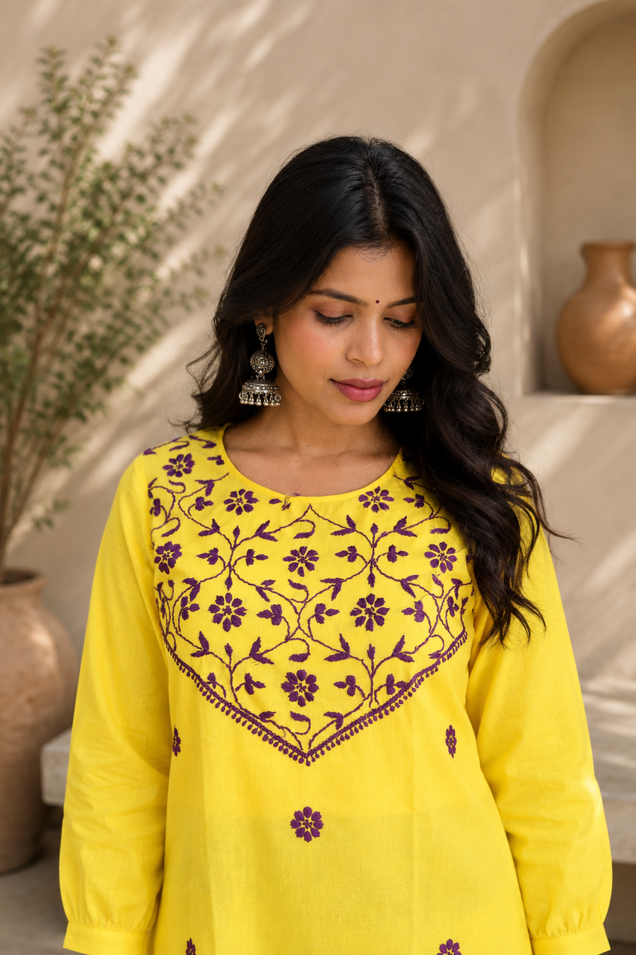 Yellow Chikankari Kurta