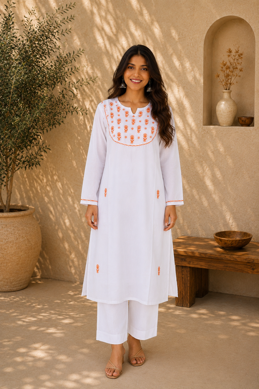 White Chikankari Kurta