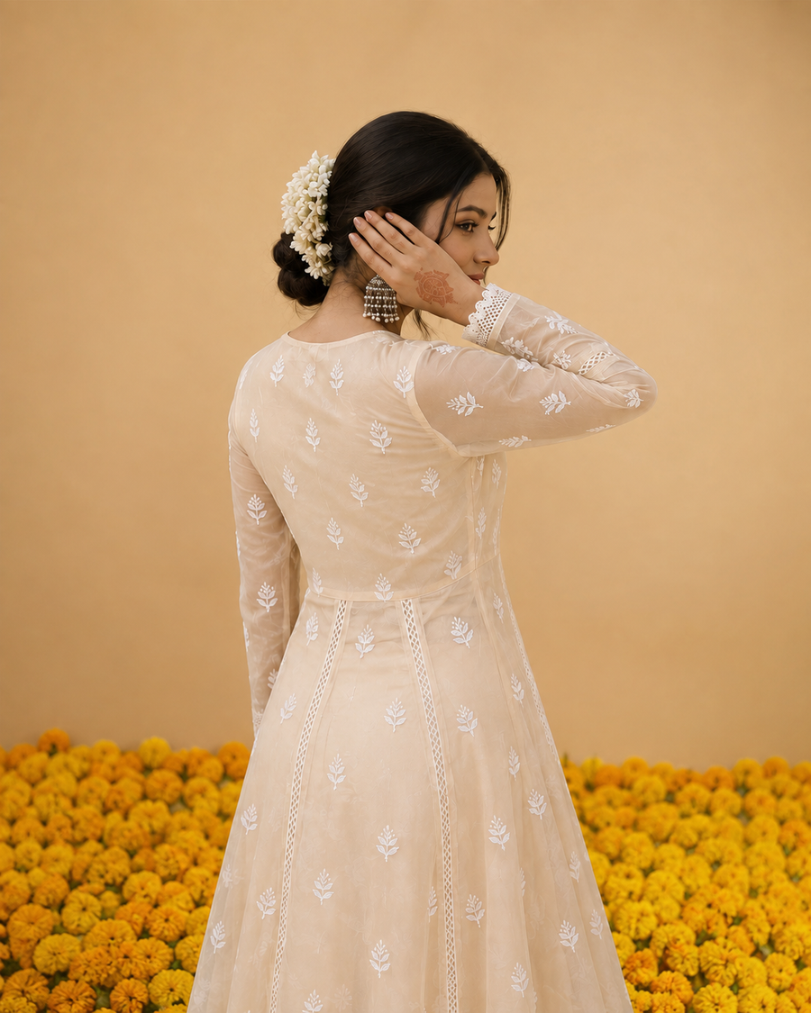 Zareen Anarkali With Lace Detailing & Stitched Lining