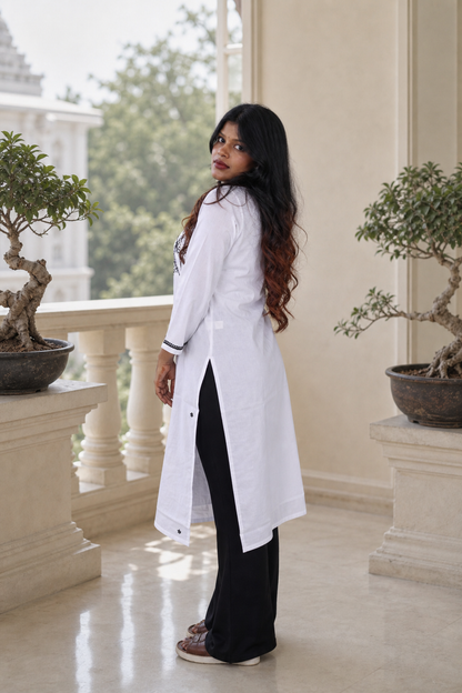 White Cotton Chikankari Kurta